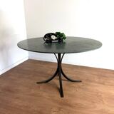Round dining table – green marble & wrought iron