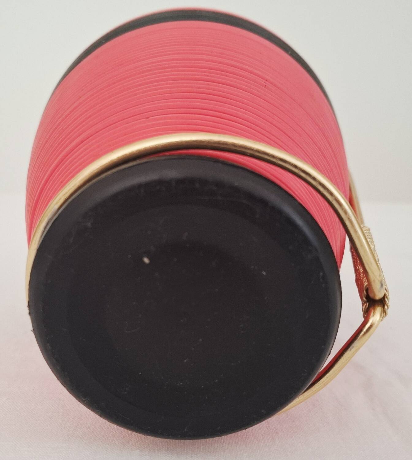 Vintage black and fushia scoubidou bottle