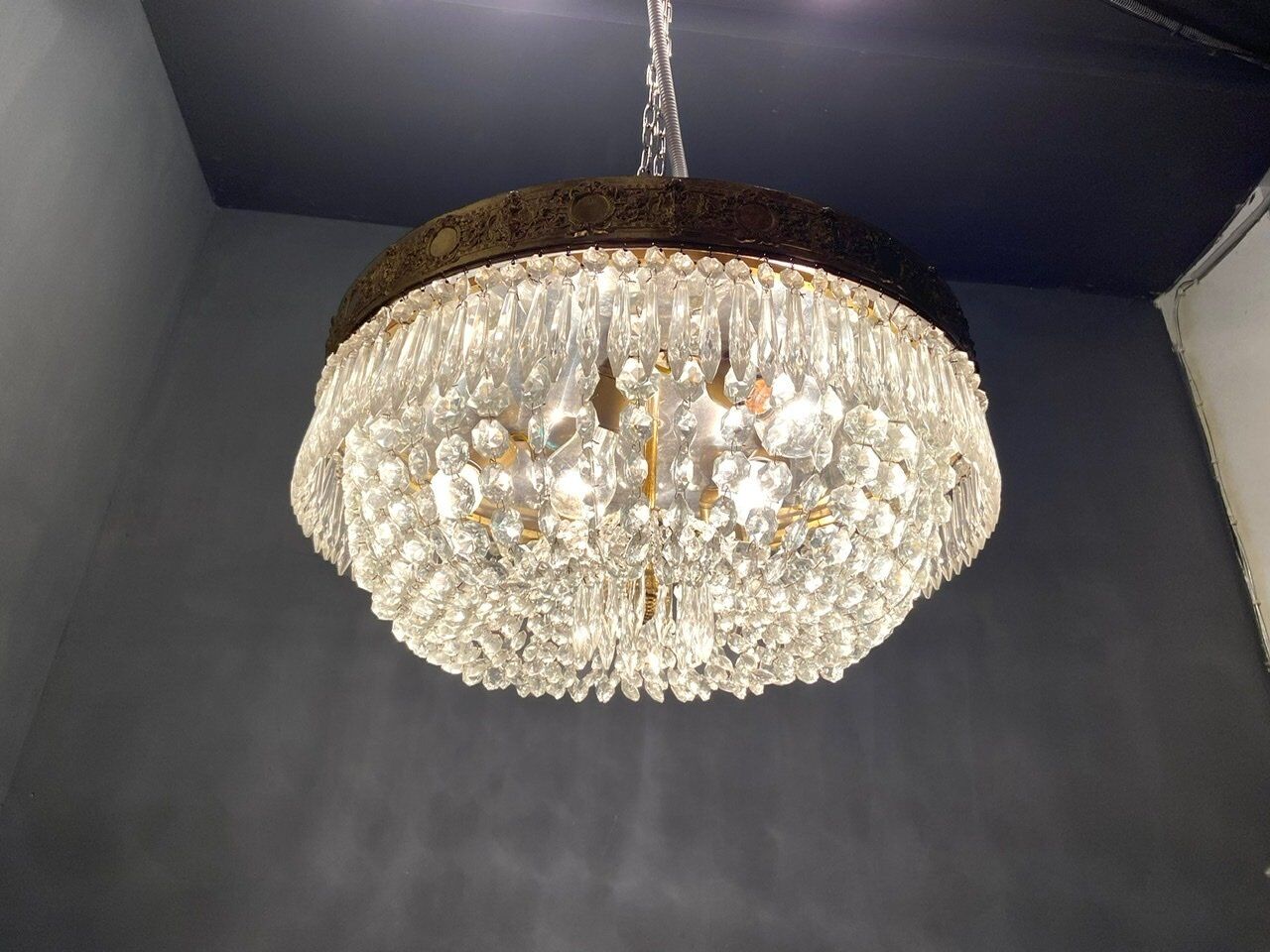 Vintage italian crystal ceiling light
