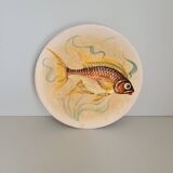 Decorative plate signed Vallauris handmade decor / fish / painting / 1950 / French riviera / Mid-Century / 20th century