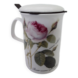 Mug, rose bush decor cup with lid and tea infuser