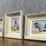 Victor Bruzac: série de 3 tableaux huiles sur panneaux époque circa 1920