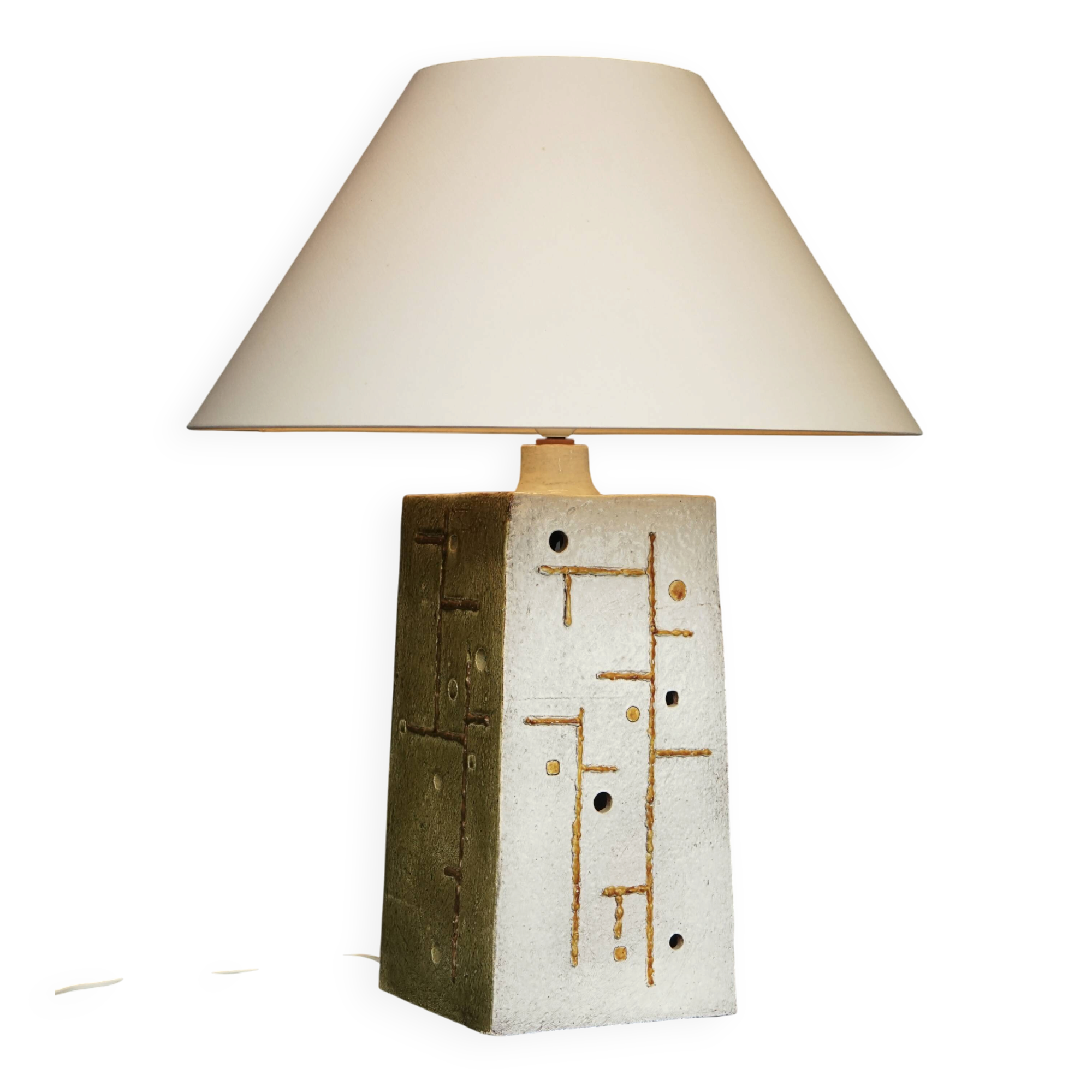 Lampe de table en céramique de style mid-century avec design abstrait, années 1970.
