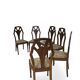 Ensemble de 6 chaises de salle à manger en noyer sculpté Art Déco, années 1920/1930