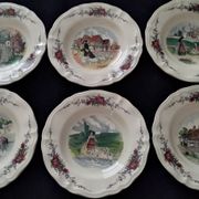 Set of 6 hollow plates in faience of Sarreguemines model Obernai
