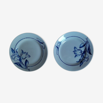 Assiettes plates fleur bleue en porcelaine St Amand dp 092284