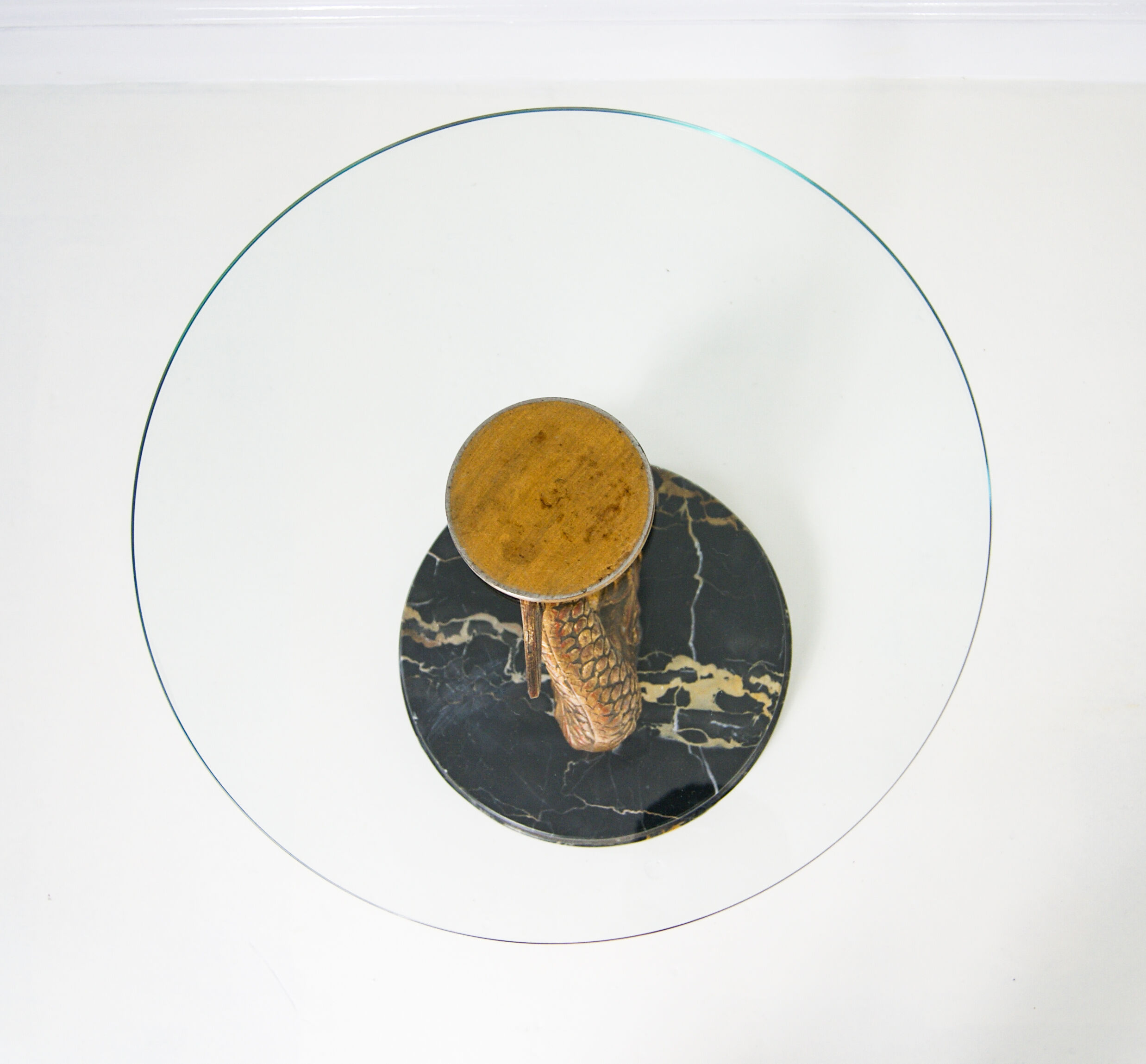 Hollywood Regency Marble and Metal Koi Fish Side Table