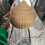 Wicker basket on foot fabric inner covering