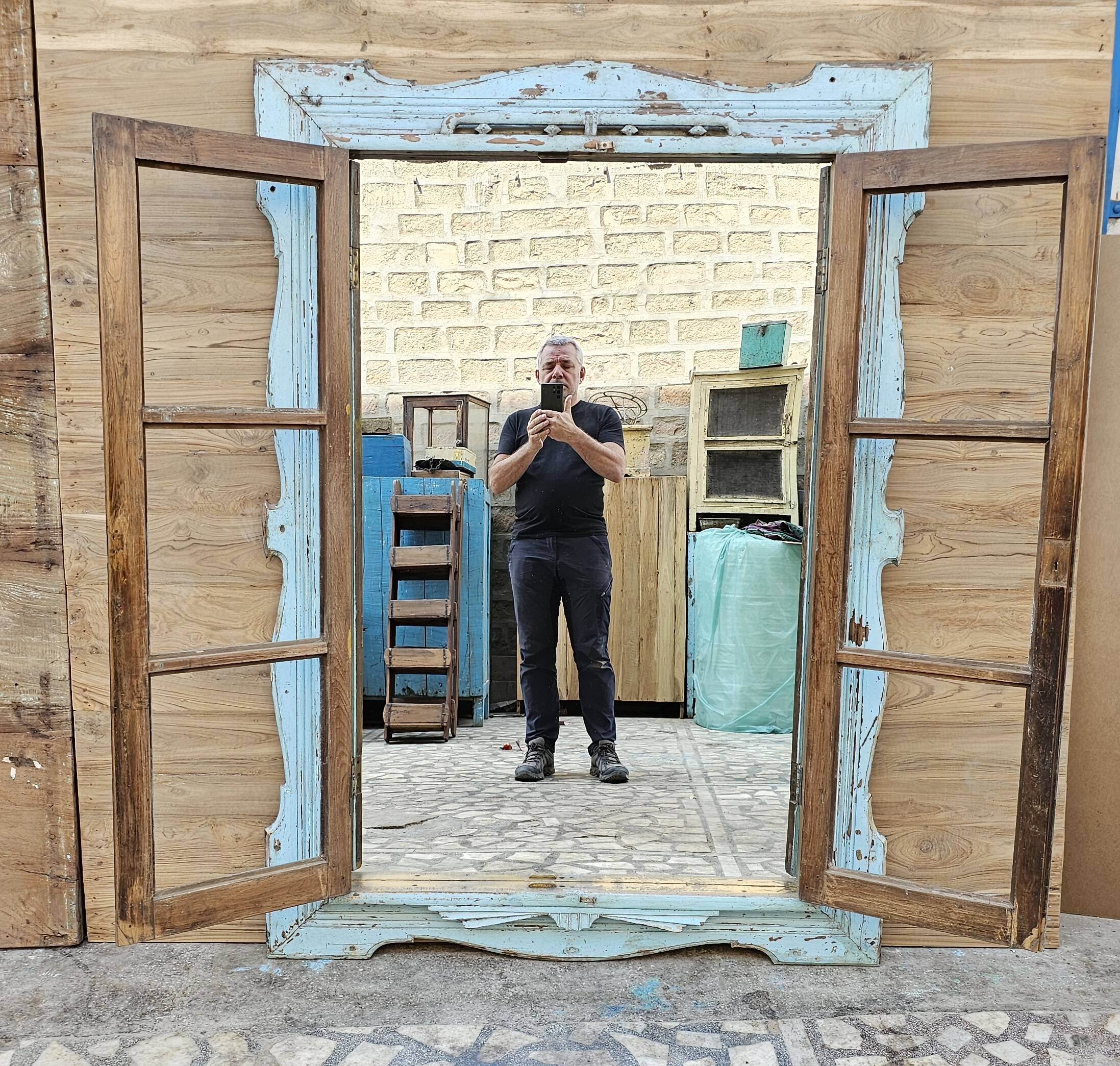 Art Deco mirror in Burmese teak