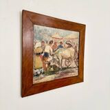 French Artist, Expressionist Scene, Oil Painting, 1941, Framed