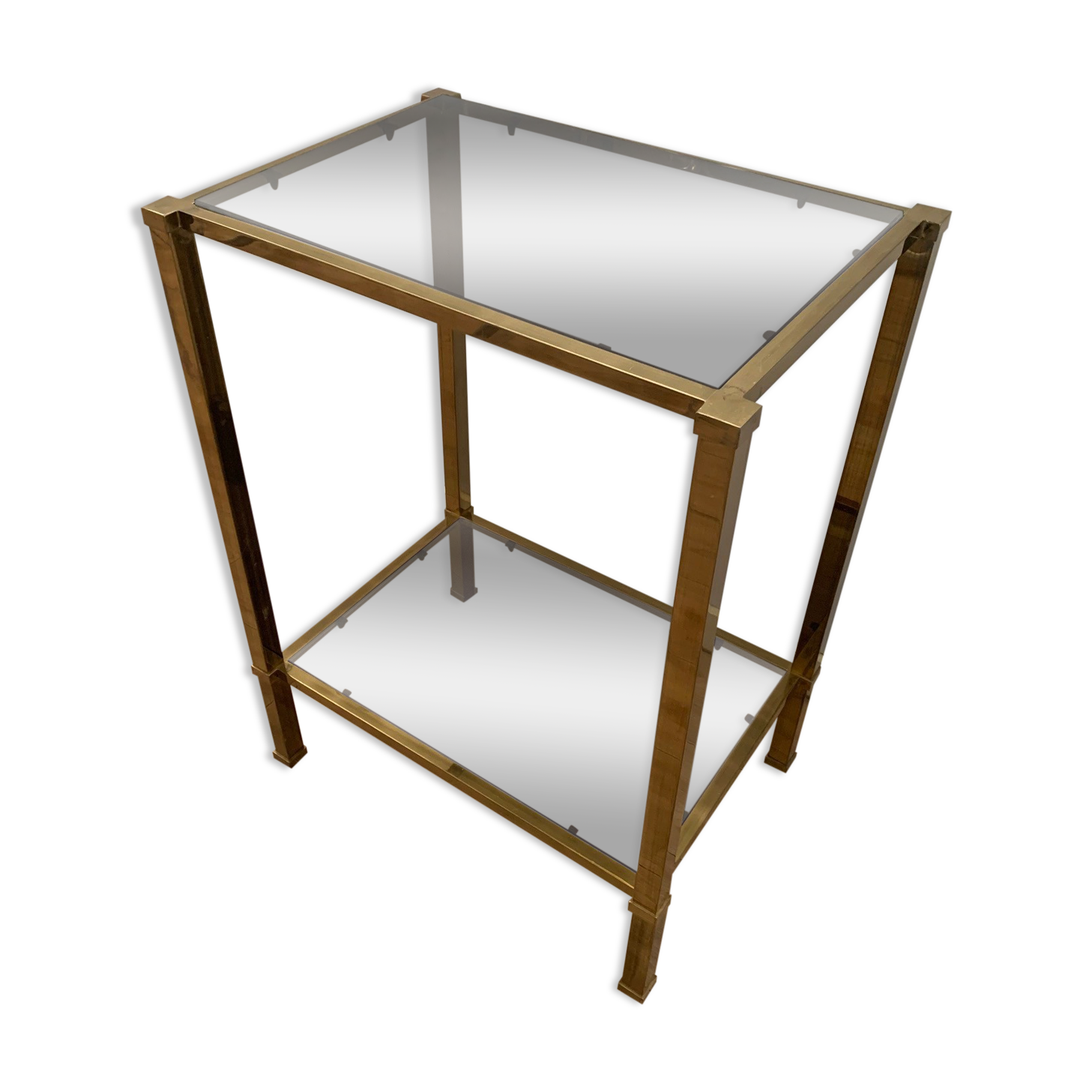 Brass console and smoked glass italy 1970