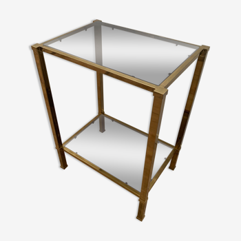 Brass console and smoked glass italy 1970