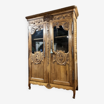 Norman glazed wedding wardrobe in blond oak xviii eme century