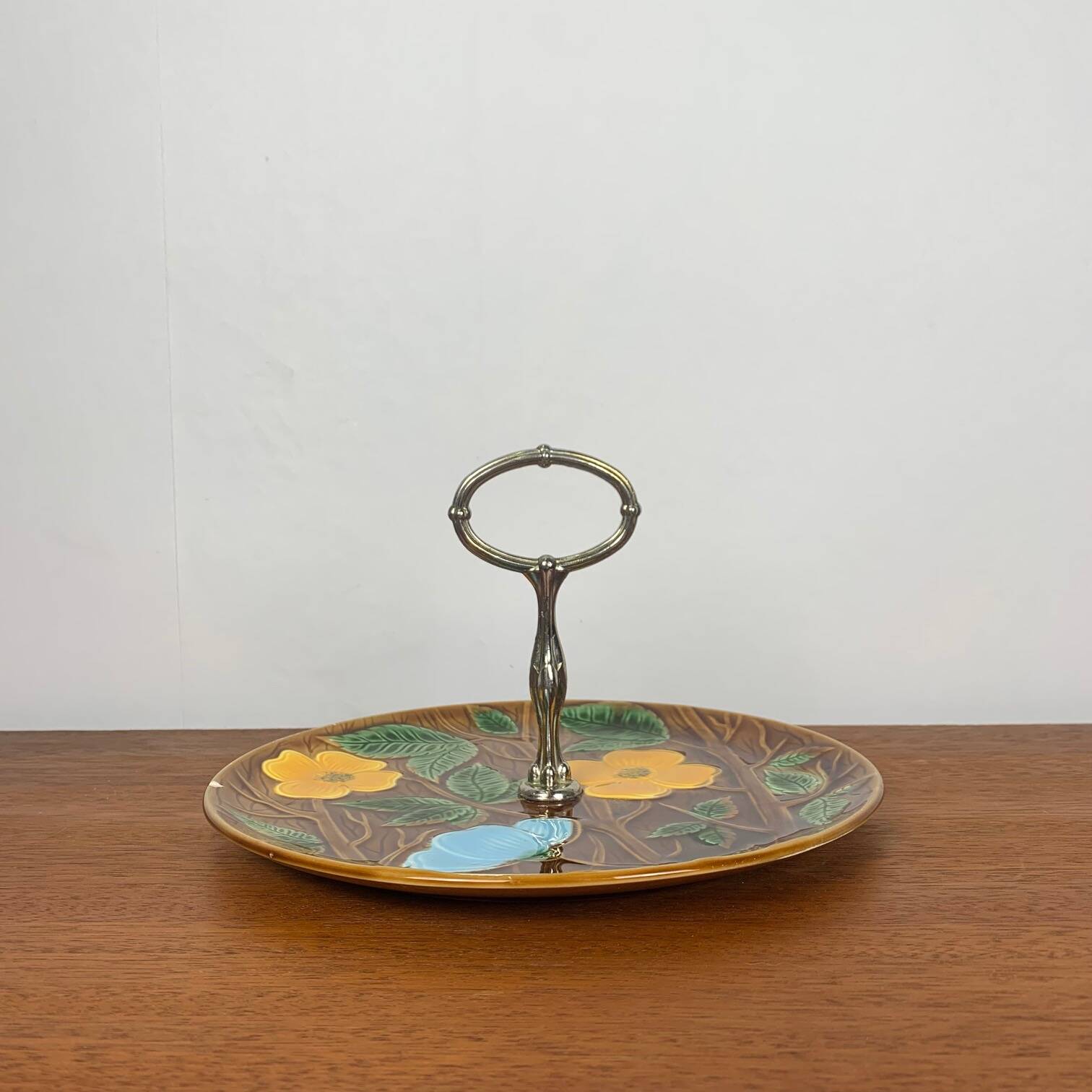 Barbotine Serving Tray, Sarreguemines, 1950