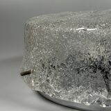 1960s 1970s Ceiling Light Flush Mount Ice Glass from Hillebrand Germany