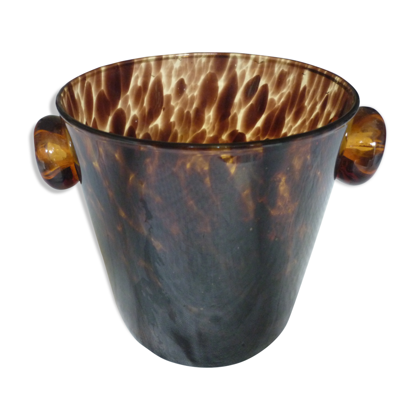 Brown speckled glass ice bucket