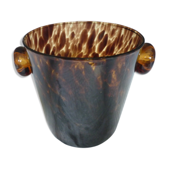 Brown speckled glass ice bucket