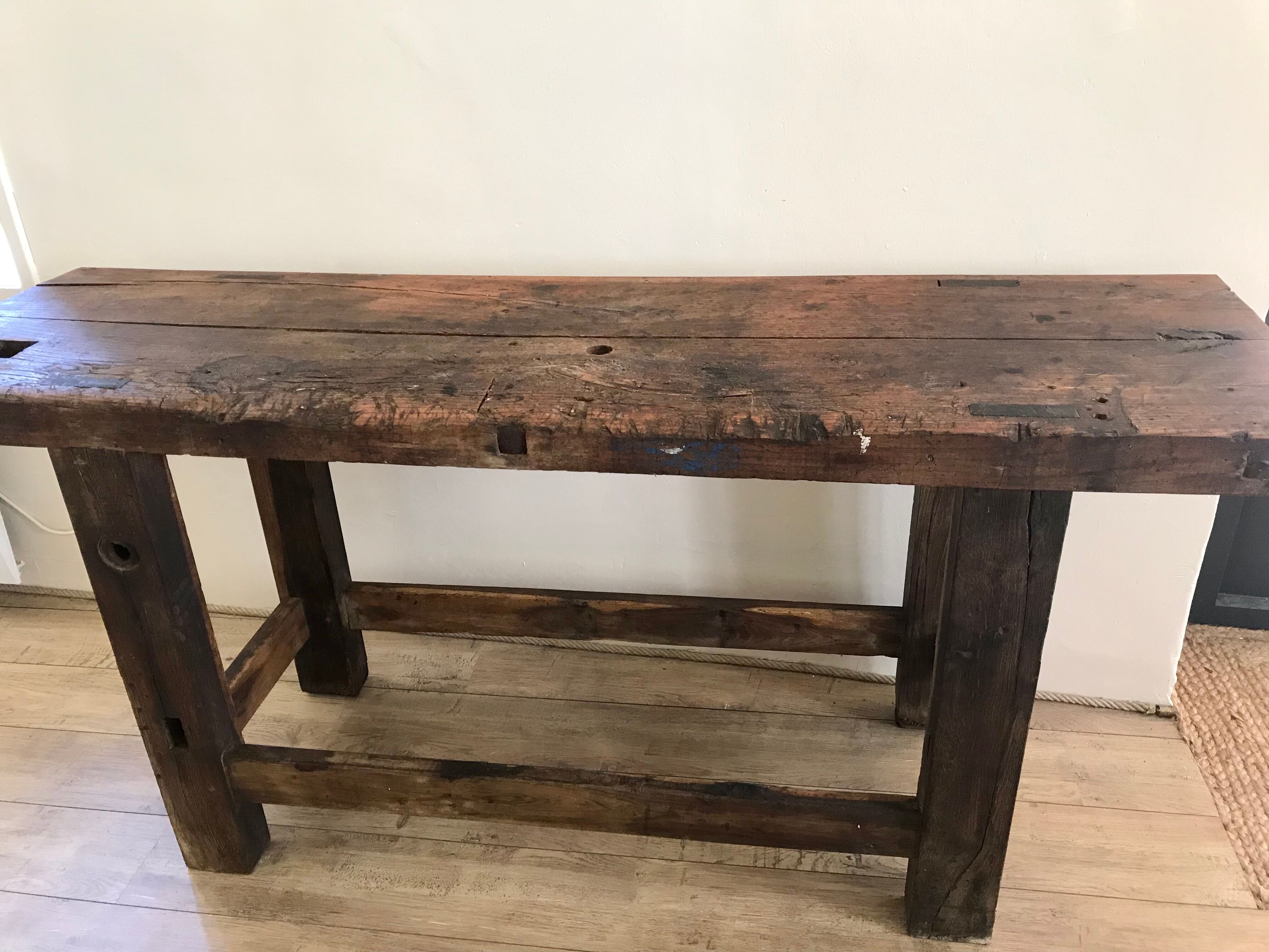Old solid oak workbench