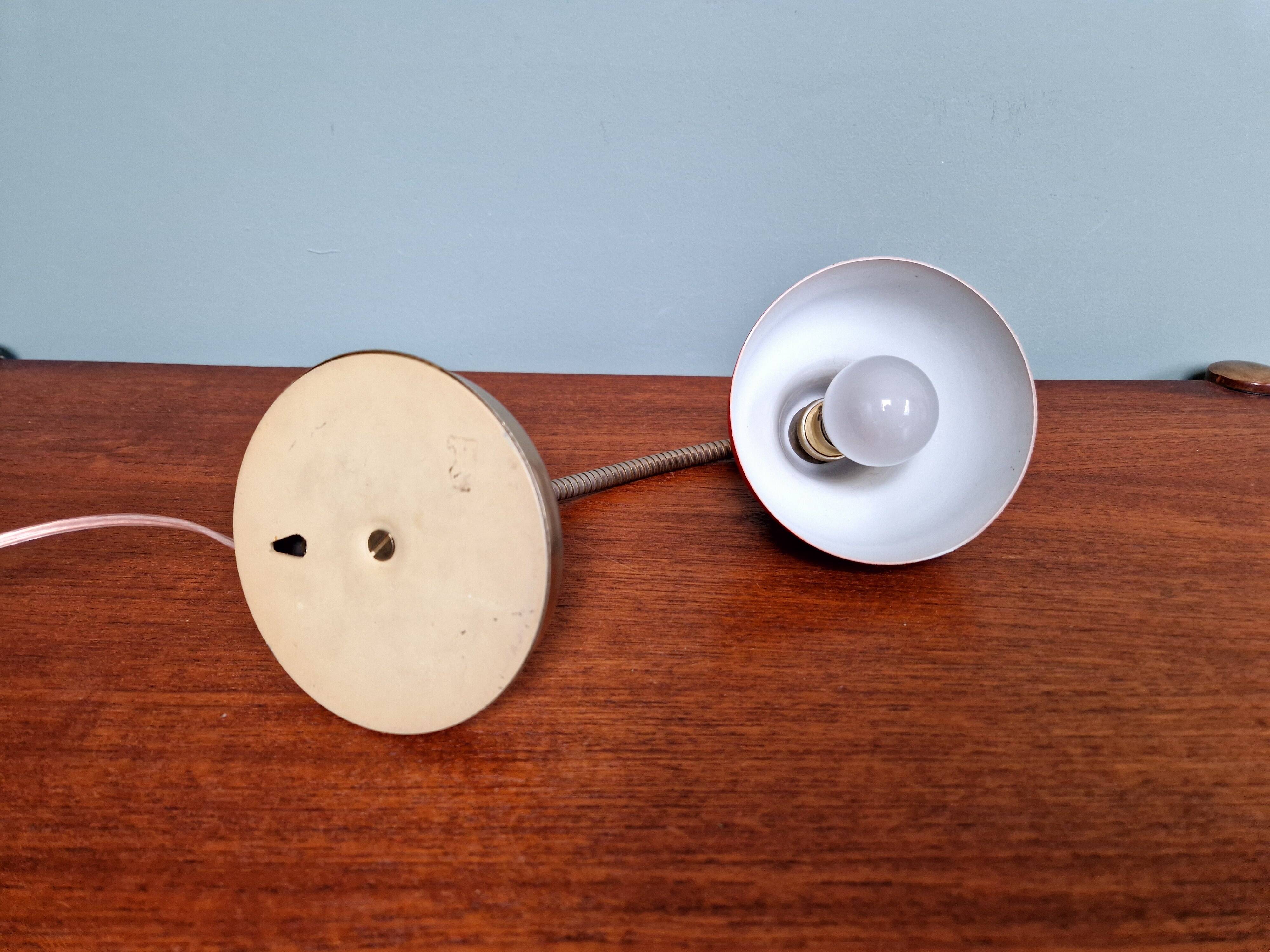 Vintage articulated desk lamp in red lacquered metal, 1950s