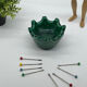 Dish, tray, aperitif server, ceramic, vintage, green, picks,