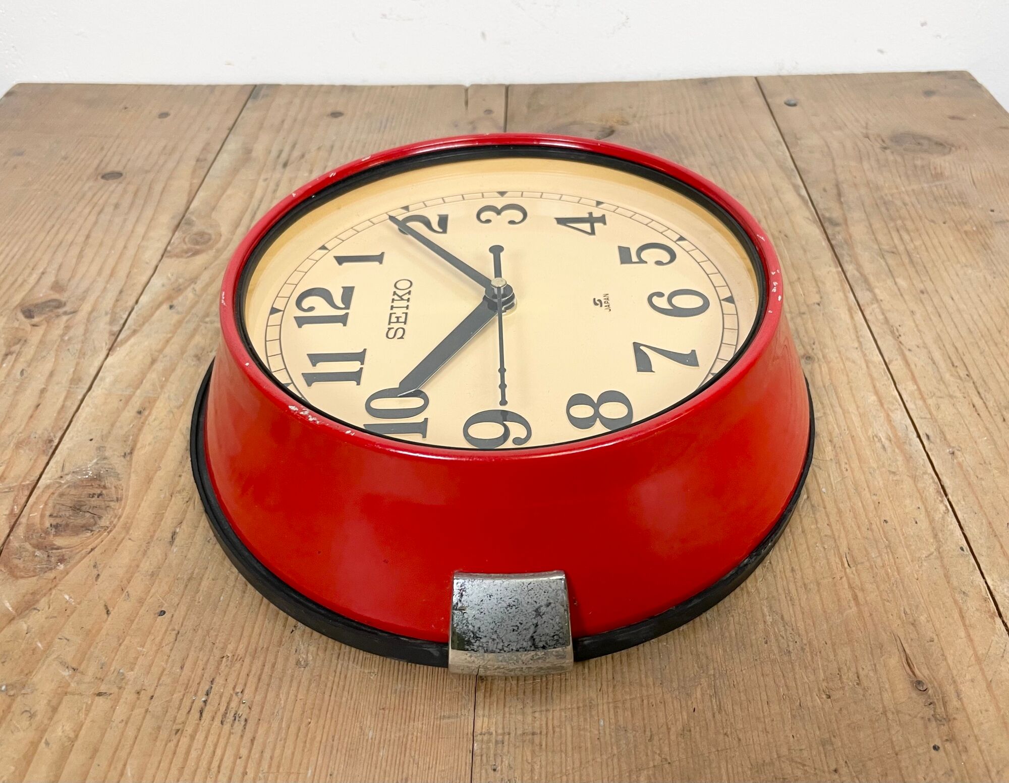 Vintage red seiko navy wall clock, 1970s