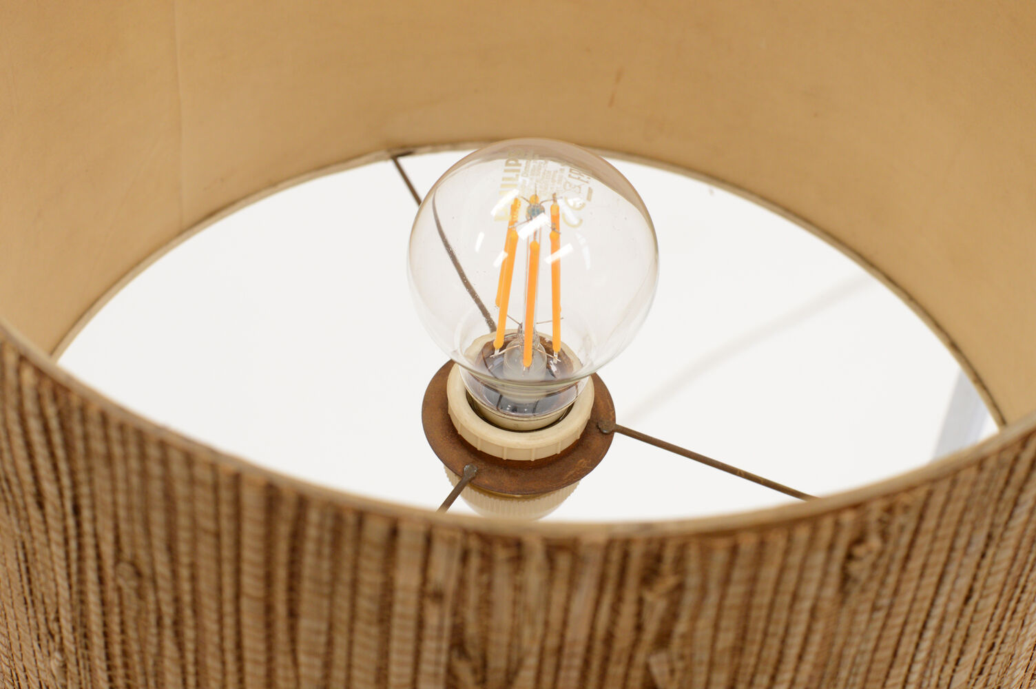 Double shade teak and chrome floor lamp, 60s.