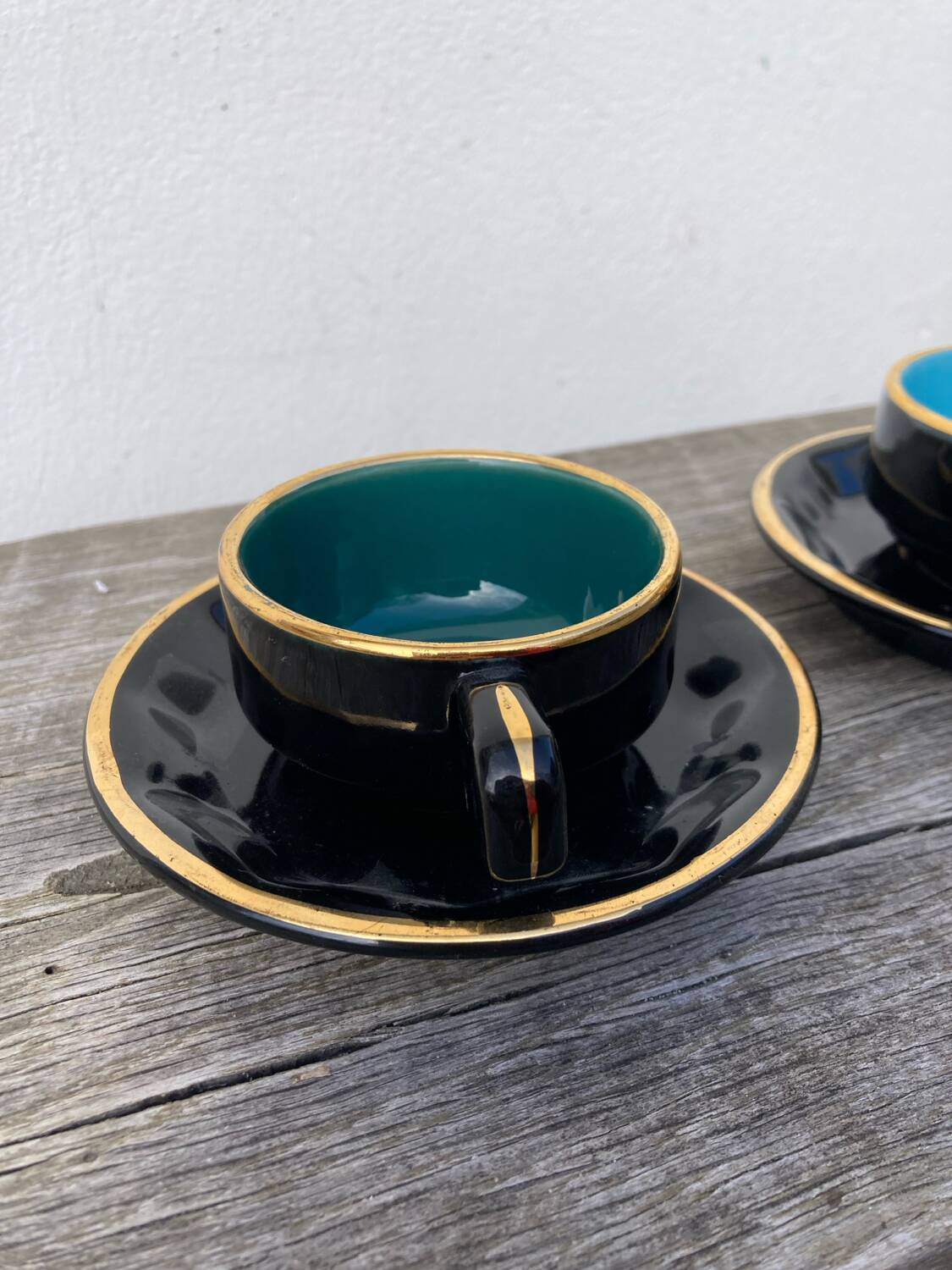 Black art deco bistro coffee cups