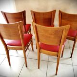 Lot de 5 chaises en chêne clair assise vinyle