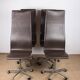 4 office chairs, in leather and aluminum, Oxford model by Arne Jacobsen.