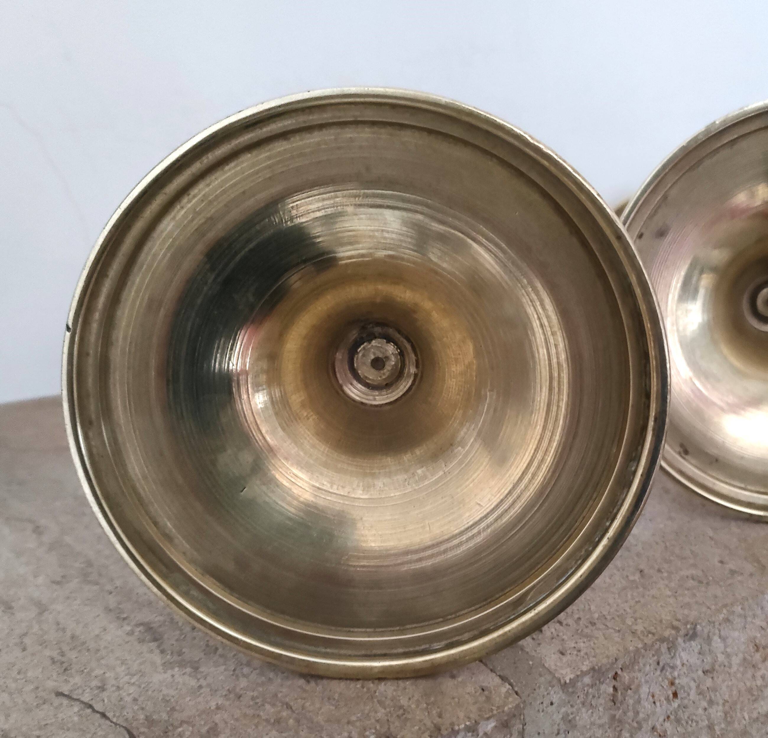 Pair of Toilet Candlesticks - Restoration Period - Early 19th Century - Brass