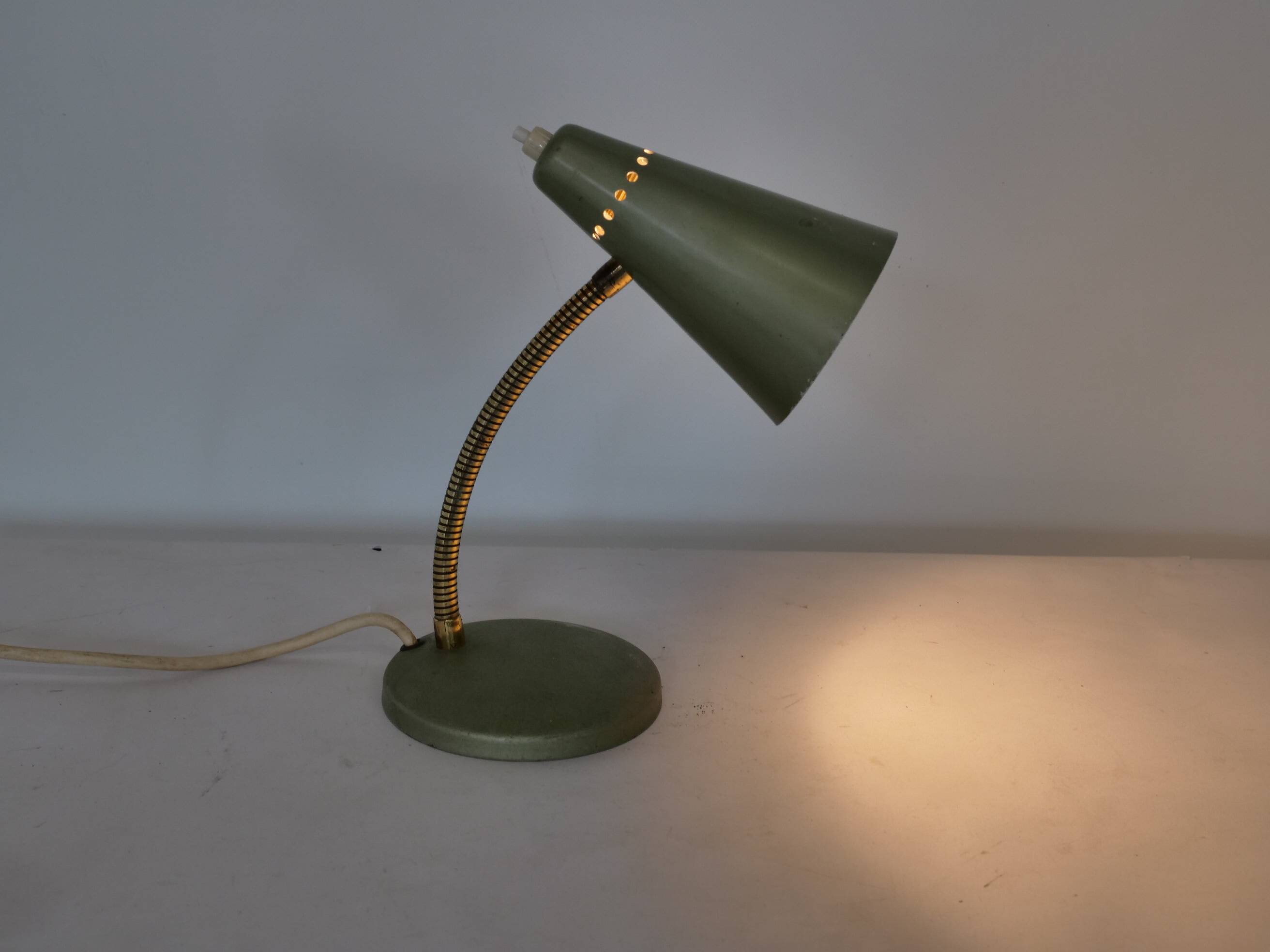 Mid-Century Green Metal Desk Lamp, 1950s