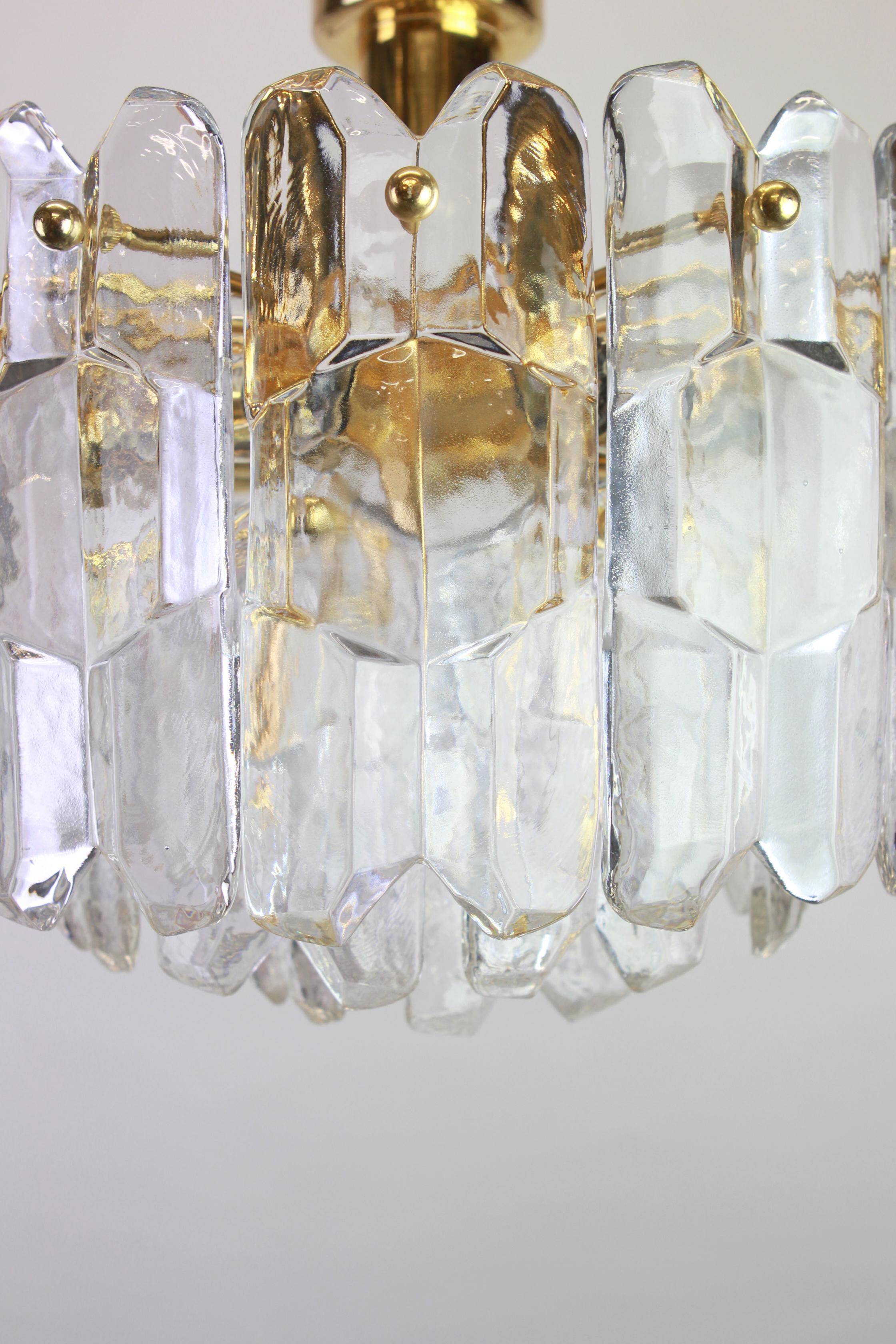 Murano glass light fixture in brass Palazzo, Kalmar, Austria, 1970s