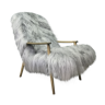 Vintage Antique Art Deco Grey Sheepskin Fluffy Bentwood Chair Armchair