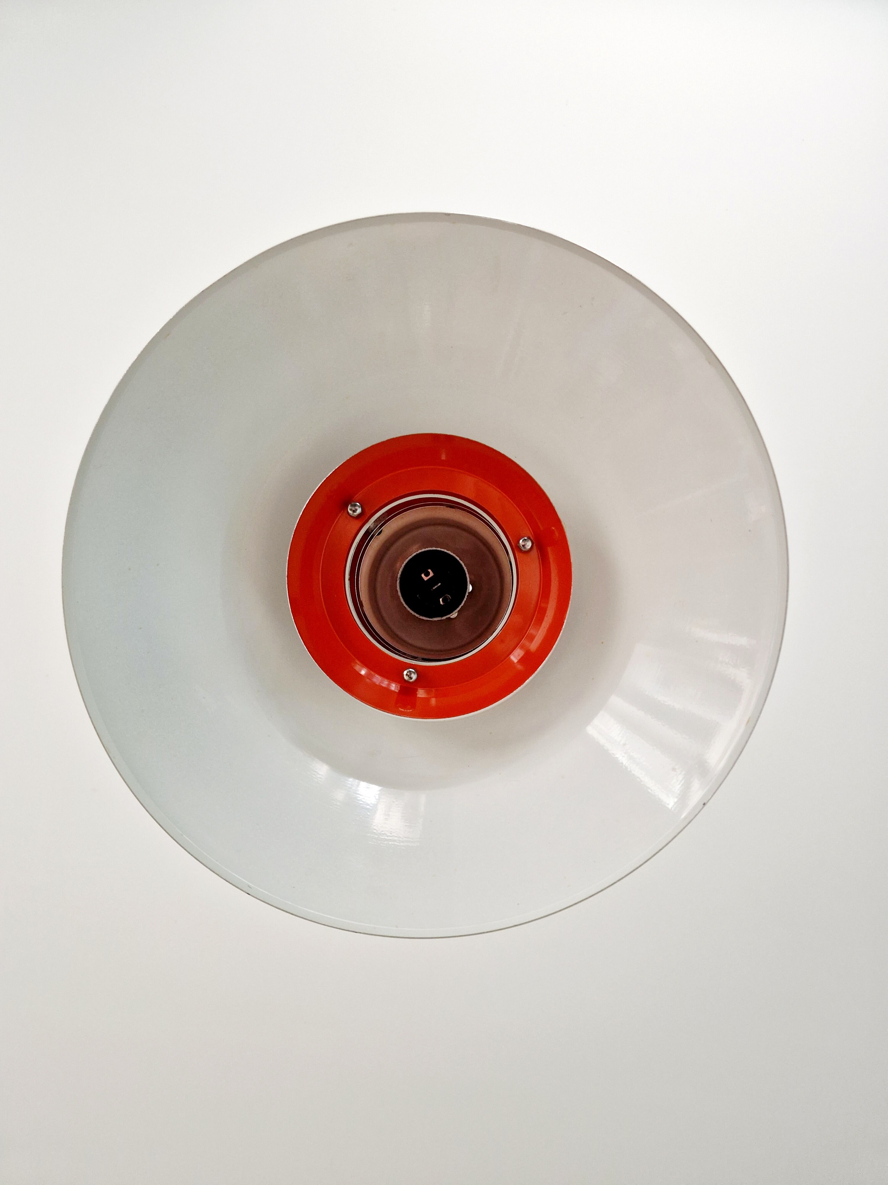 Chromed metal pendant lamp, Scandinavian design, 70s