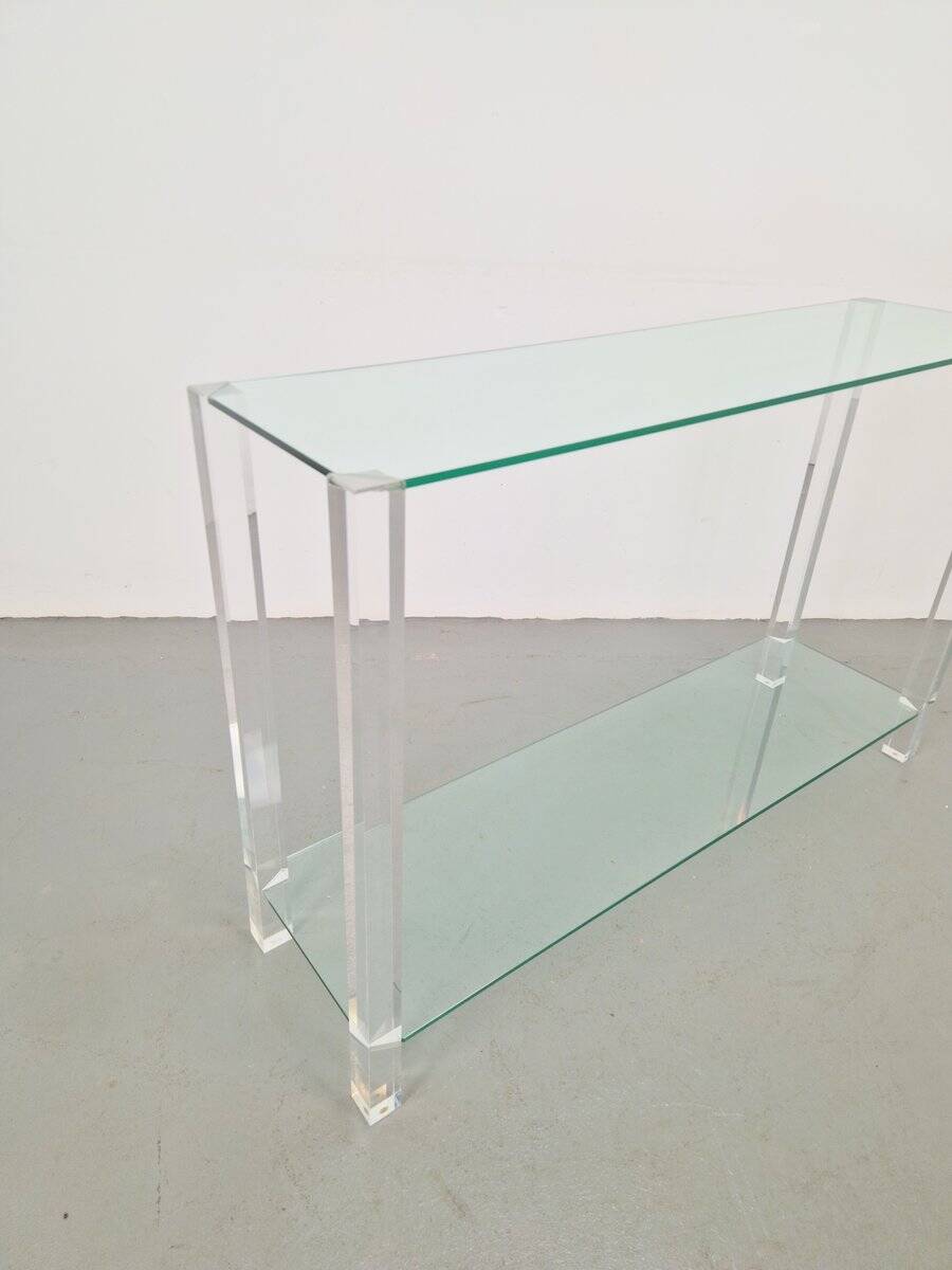 Table console en verre et acrylique The Hague de Bor Design, années 1990.