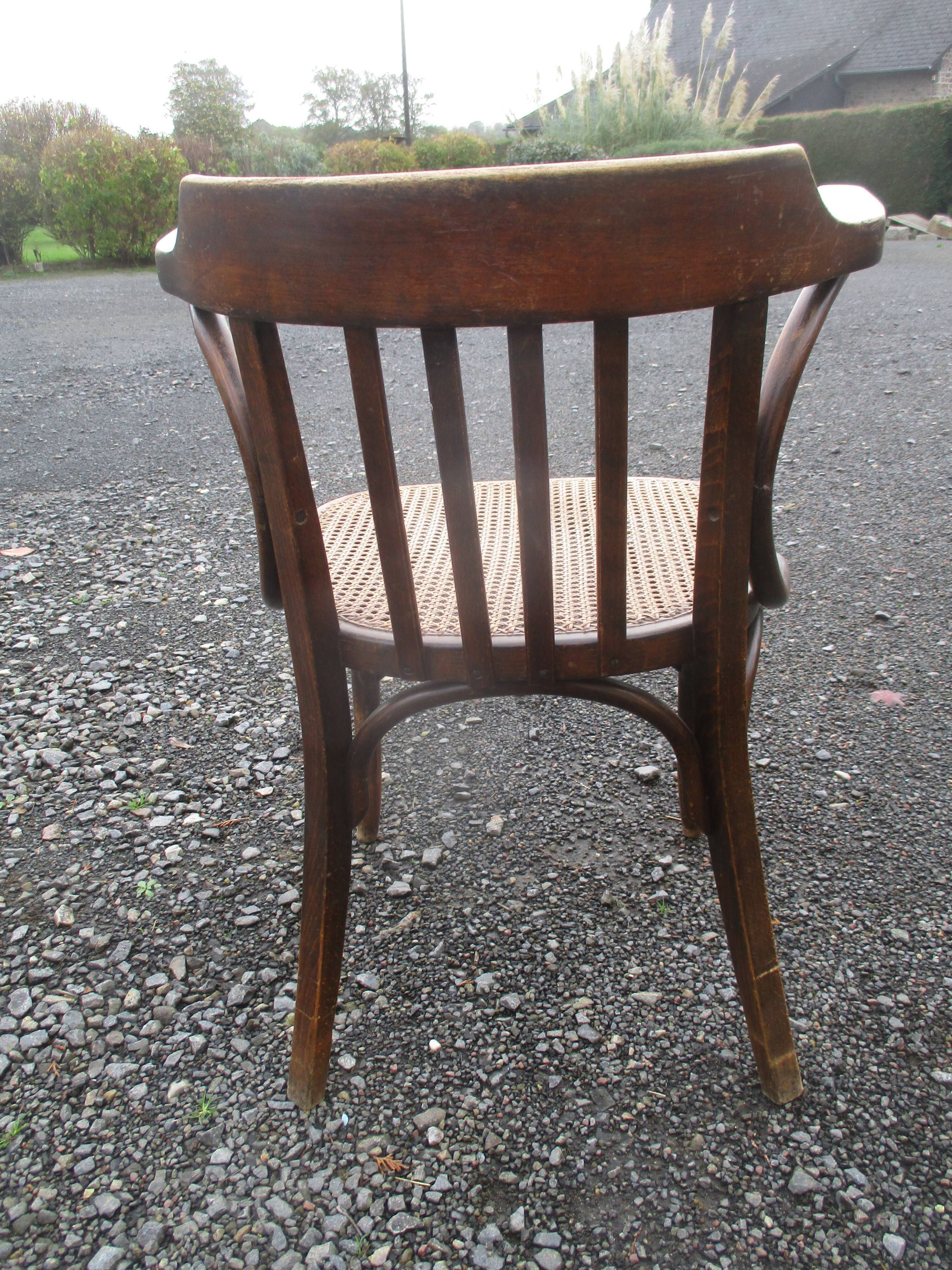 Canned bentwood armchair