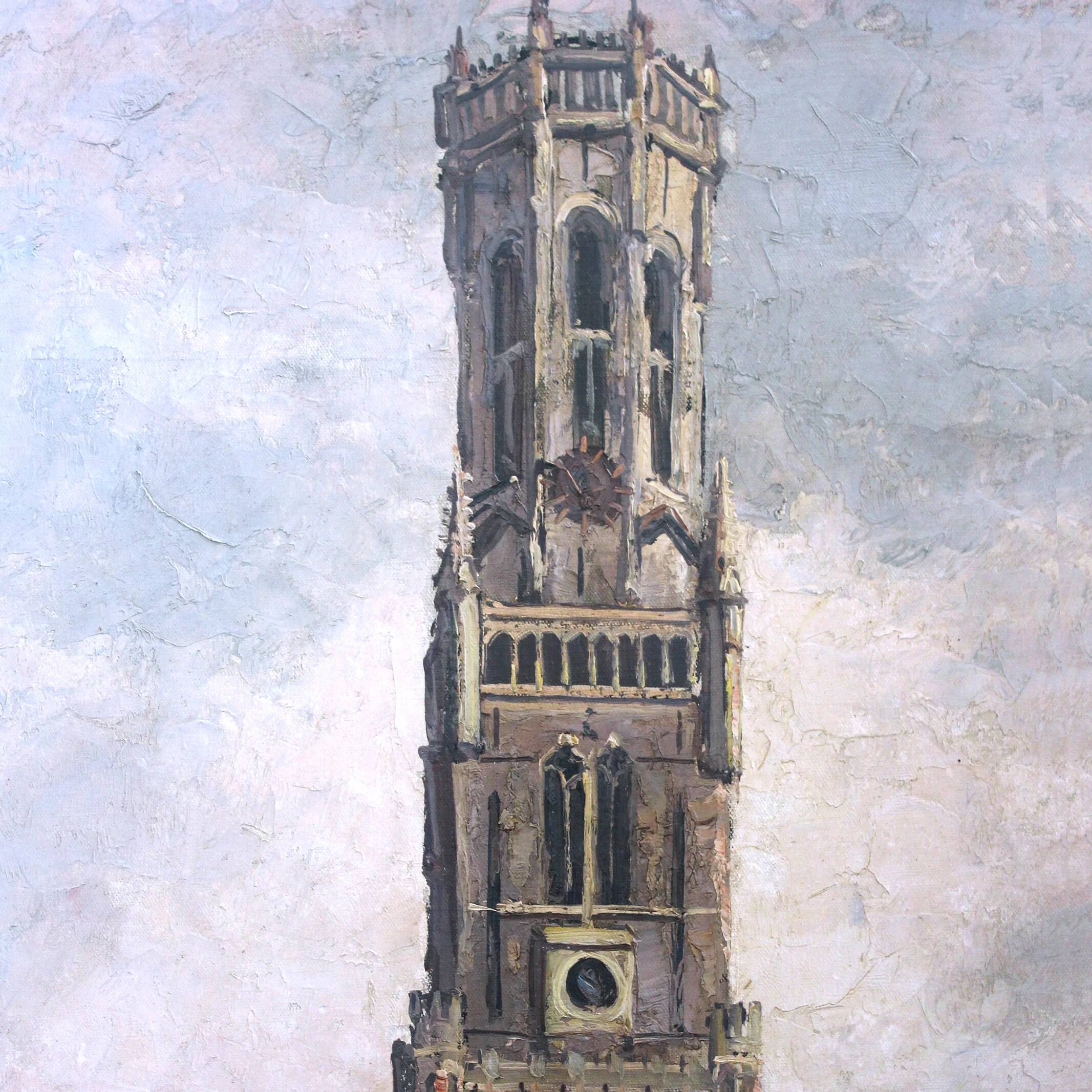 Mid-Century oil painting from Bruges