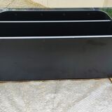 Black lacquered designer console in solid wood, open storage