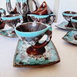 Impressionnant service à café français en céramique de Vallauris, design de style milieu du siècle