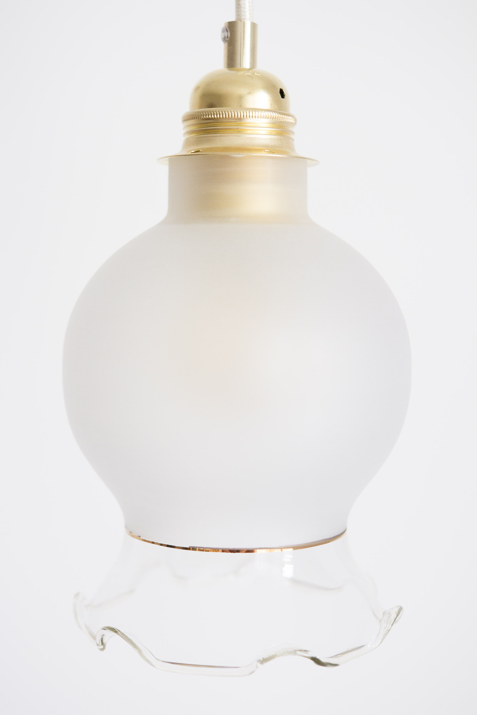 Pendant lamp from upcycled vintage glass lampshade