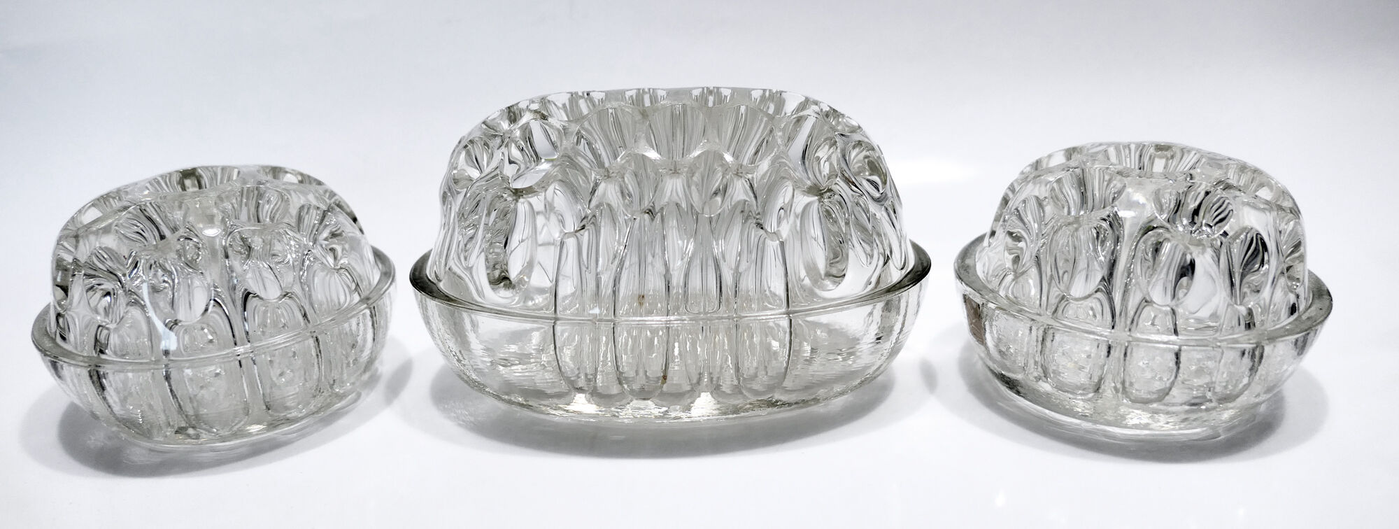 Three Glass Flower Picnics by VMC Reims 60s-70s