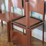 Red Leather Chairs Cidue Italy 1970