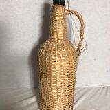Bonbonne ancienne rotin osier tressé + anse bouteille vintage