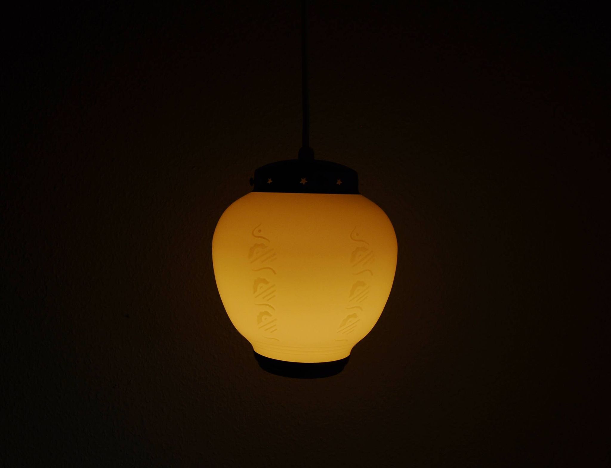 Scandinavian Art Deco Opaline Glass Pendant Lamp, 1930-40s
