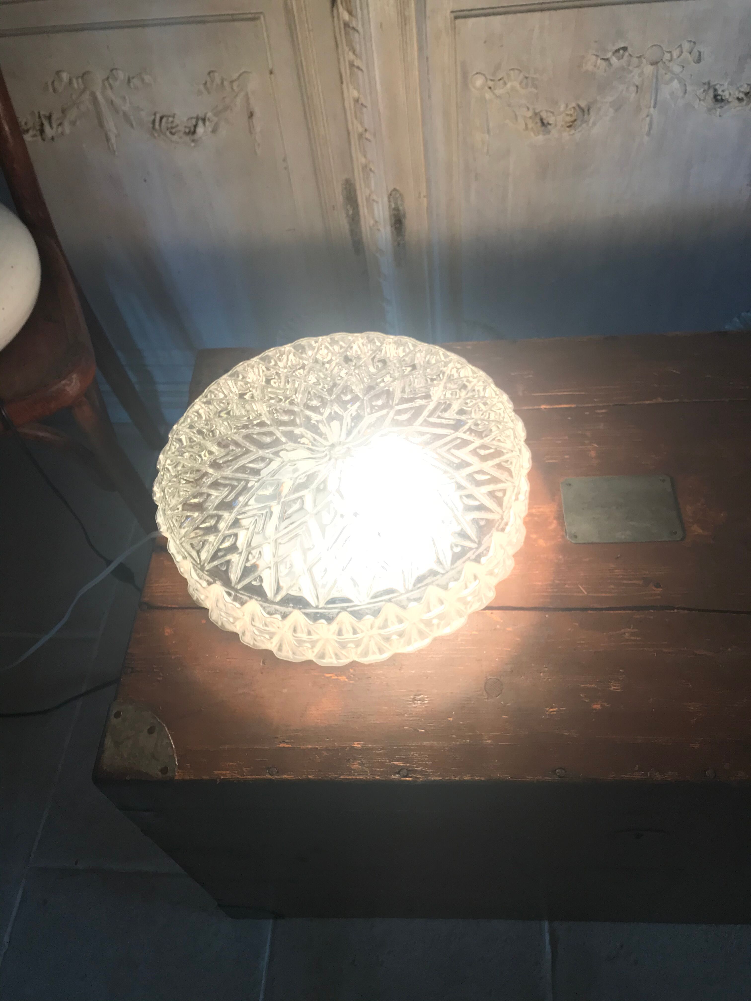 Vintage moulded glass ceiling 29cm