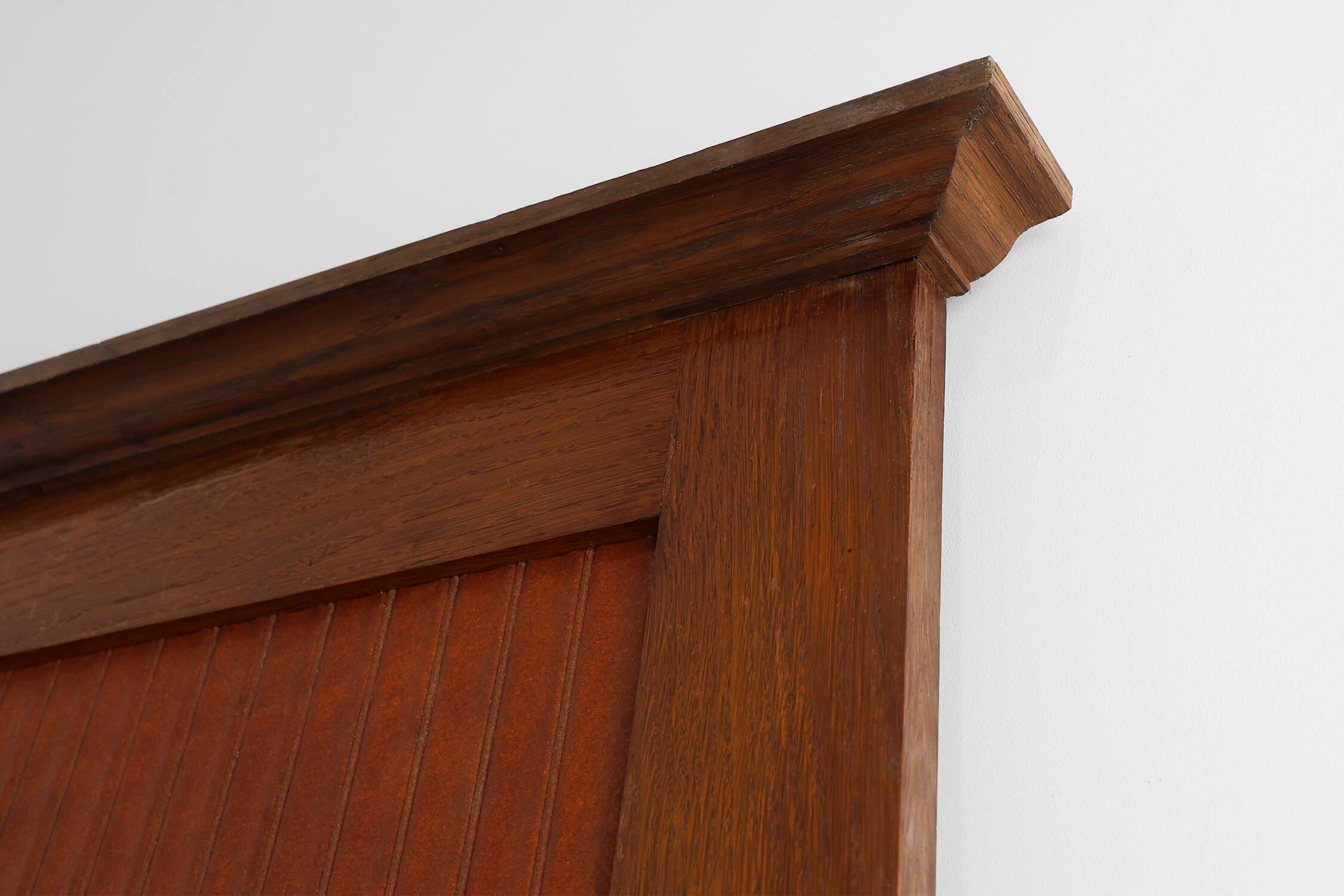 French Art Deco Oak Mirror with Fluted Panel, circa 1930