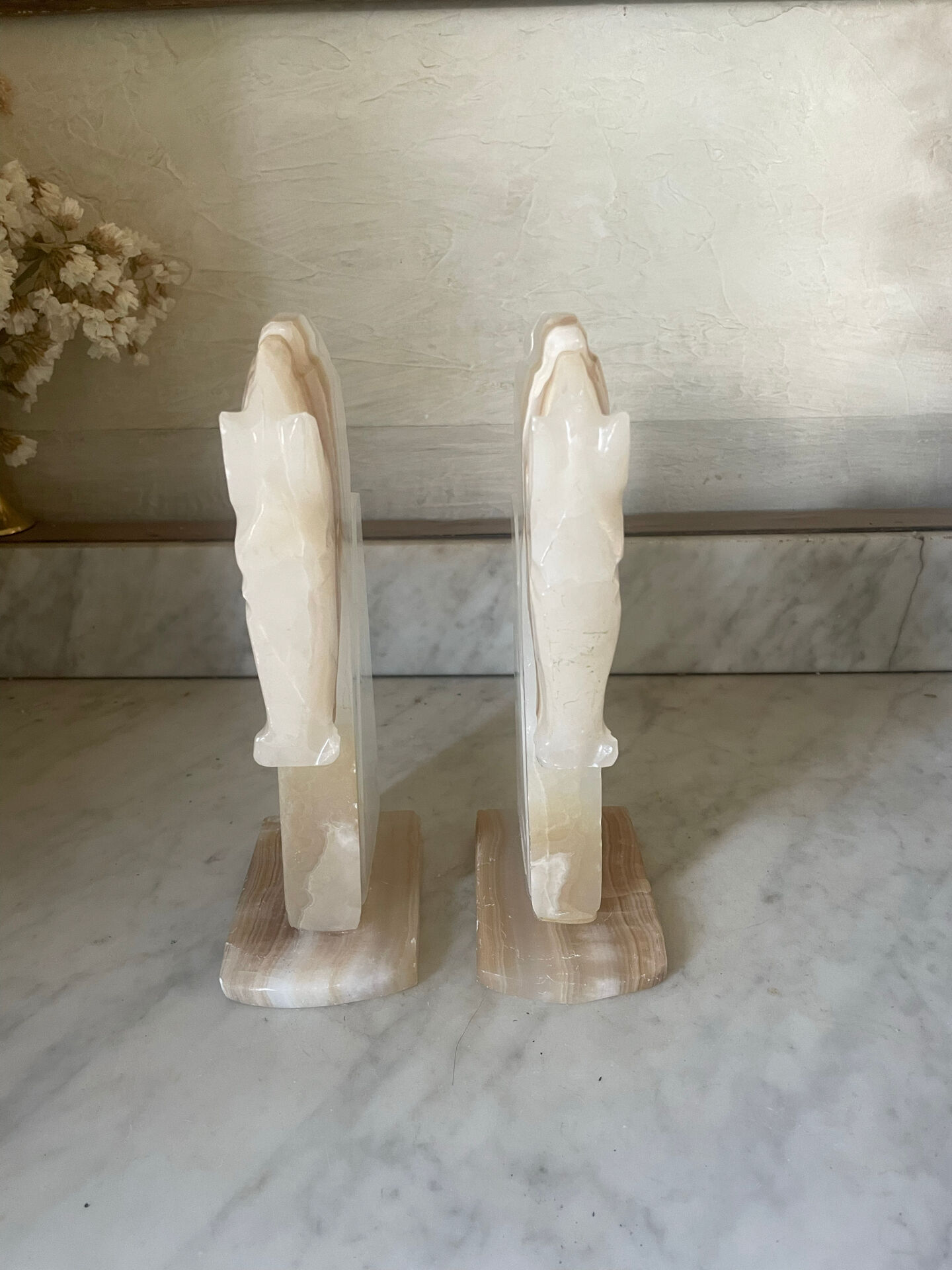 Pair of vintage onyx horse head bookends