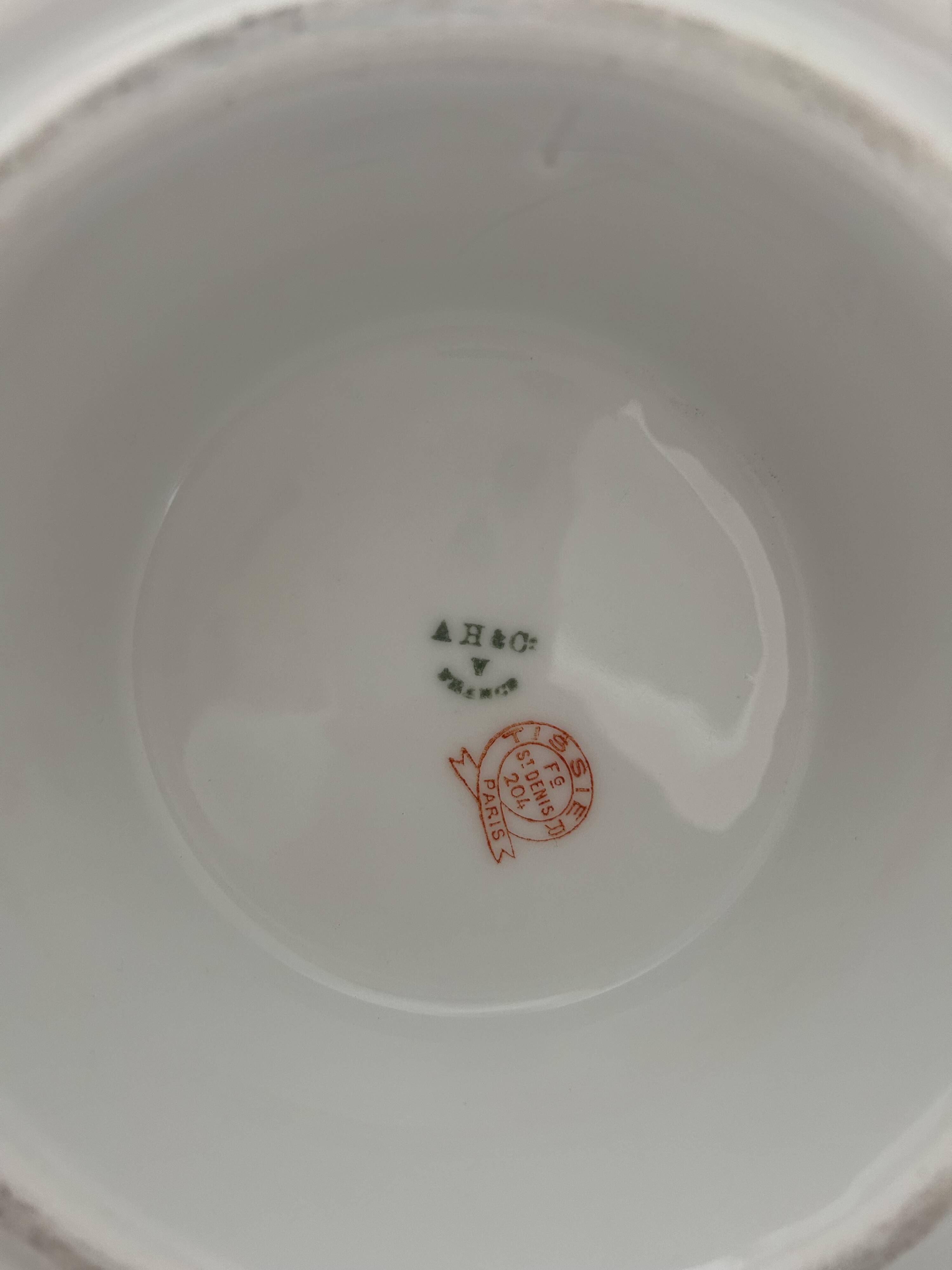 Jardinière ancienne en porcelaine Haviland Limoges – décor vert