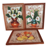 Triptych of Amate Art Marin Mexico