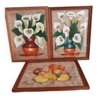 Triptych of Amate Art Marin Mexico